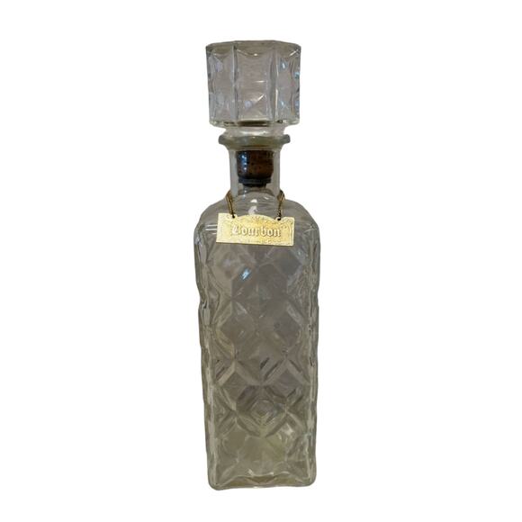 Antique Other - Vintage antique square Bourbon cut glass decanter